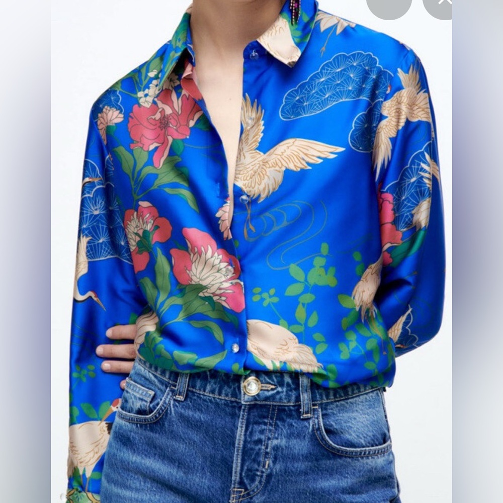 Zara colorful silky blouse